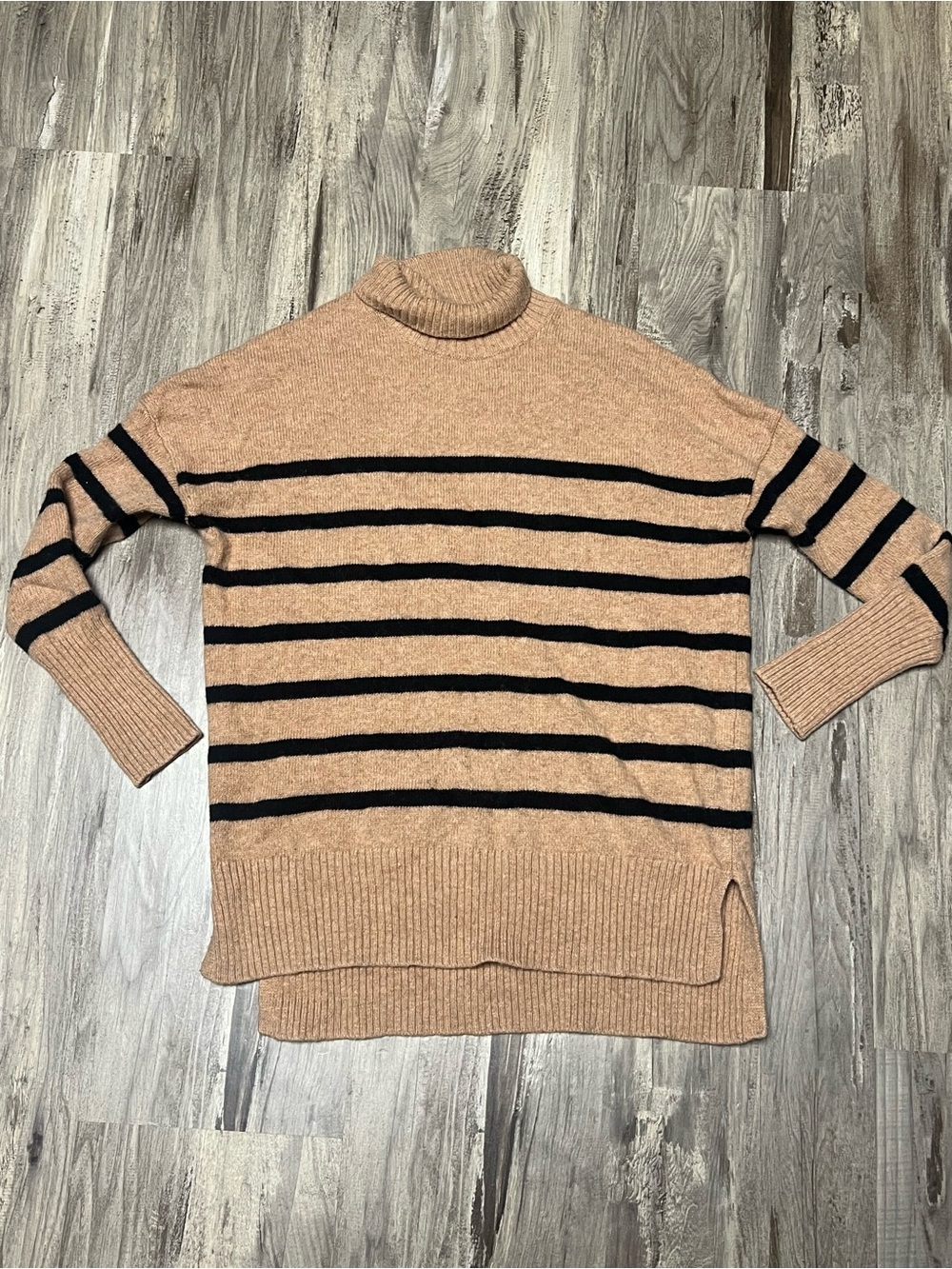 Boden Oversized High Neck Jumper 100% Merino Wool Striped Sweater Size US 4